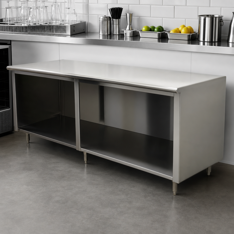 Product image #4 for Advance Tabco Special Value Series 84 Inch W x 30 Inch D Flat Top Open Base Stainless Steel Work Table