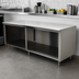 Thumbnail image #4 for Advance Tabco Special Value Series 84 Inch W x 30 Inch D Flat Top Open Base Stainless Steel Work Table