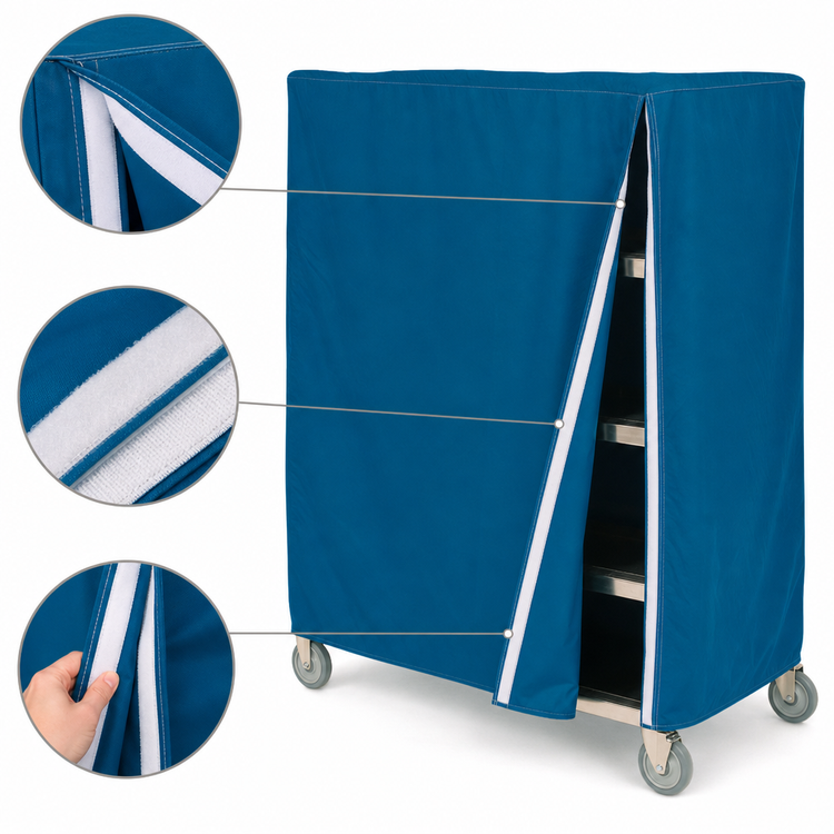 Product image #4 for Metro Waterproof Vinyl-Nylon Banquet Cart Cover, 48 x 21 x 74 Inches, Mariner Blue