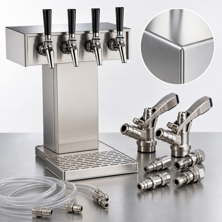 Product image #4 for Perlick 4-Faucet Tee Tower Wine Dispensing Kit, 304 Stainless Steel