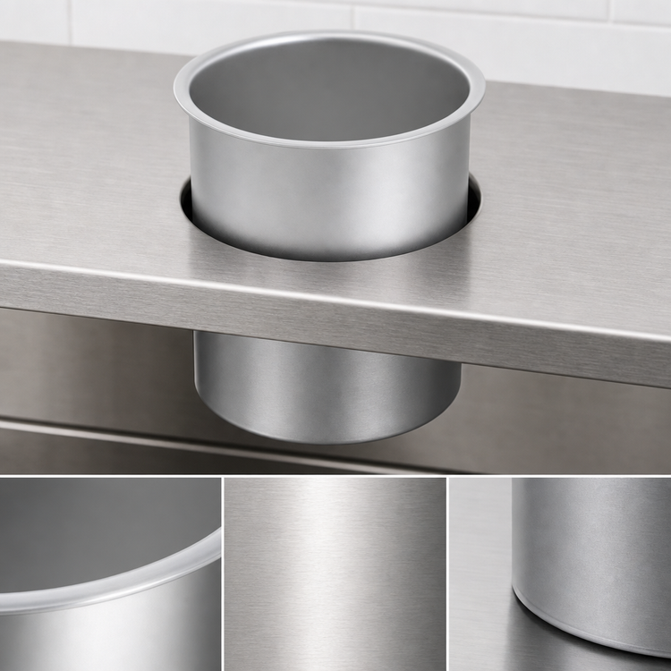 Product image #4 for Vollrath Round 22-Gauge Stainless Steel Garbage Waste Chute, 6-9/16 x 5 Inch Deep