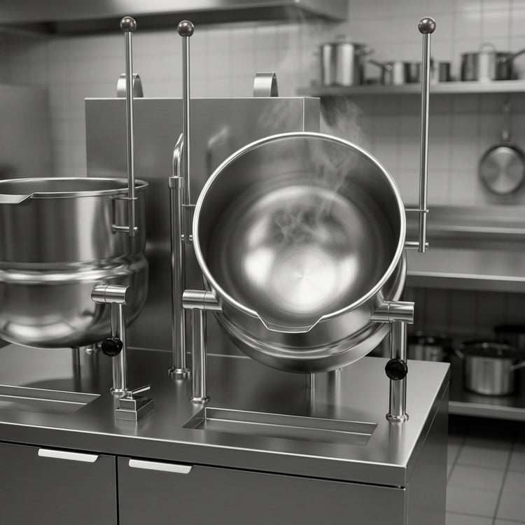 Product image #3 for Crown GMT-10-10 Double 10 Gallon Tilting Steam Kettle with 42-Inch Gas Boiler Base