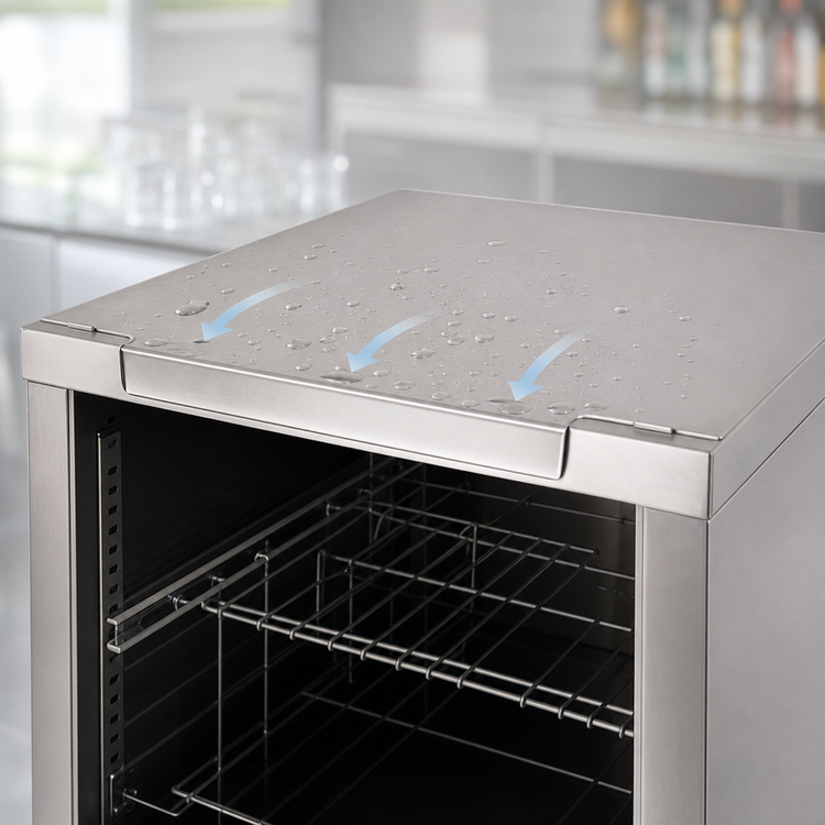 Product image #4 for BK Resources 24-Inch Wide Underbar Glass Rack Cabinet with Drainboard Top, Open Front Base, and Adjustable Rack Slides