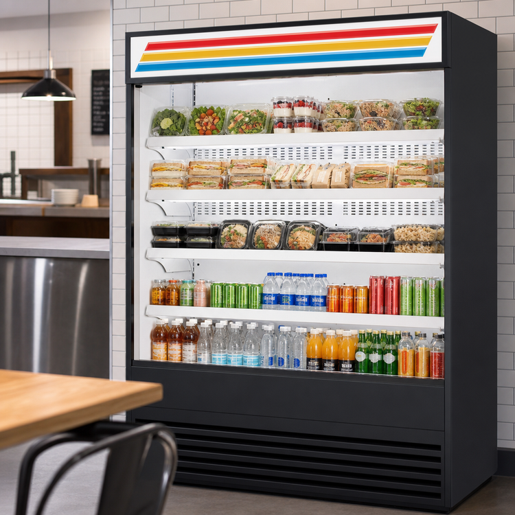 Product image #4 for True 60-Inch Vertical Open Air Merchandiser Refrigerator, Self-Contained R290, Black Exterior
