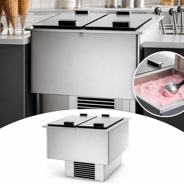 Product image #4 for Delfield N227P-LK 12 Gallon Self-Contained Drop-In Ice Cream Dipping Freezer with Stainless Steel Lid and Lock