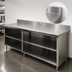Thumbnail image #4 for Advance Tabco Special Value Series 108-Inch x 30-Inch 16-Gauge 304 Stainless Steel Open Base Work Table with 5-Inch Backsplash and Mid Shelf