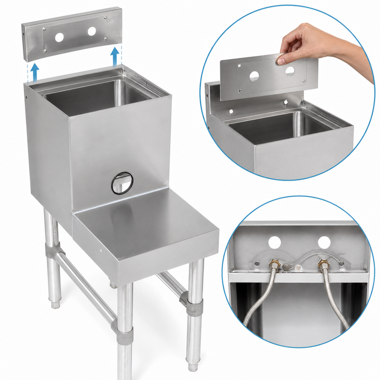 Product image #4 for John Boos UBBS-2112-X Freestanding 12-Inch Underbar Blender Station with Dump Sink and Blender Shelf