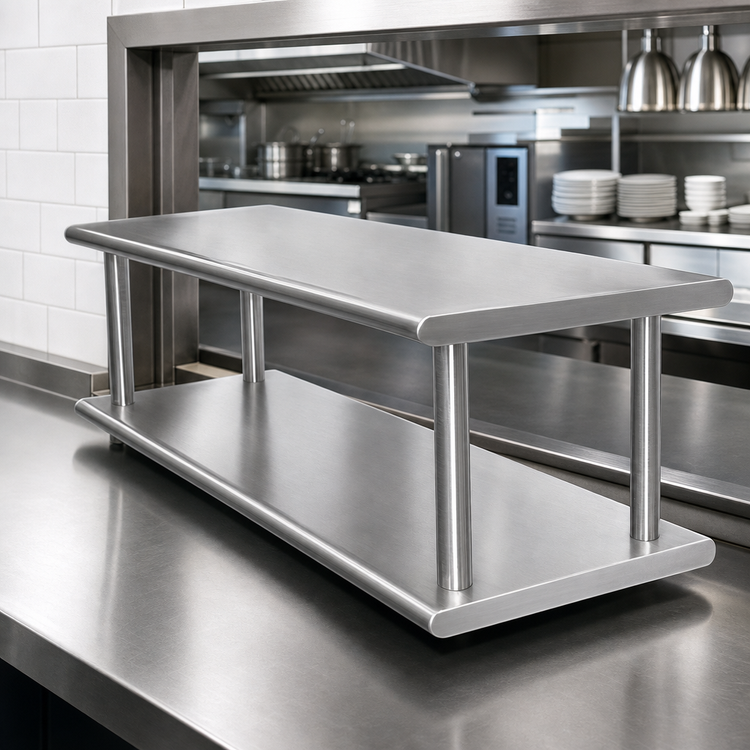 Product image #4 for Advance Tabco Double-Tier Pass-Thru Shelf, 48 x 18 Inches, 18/430 Stainless Steel