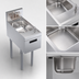 Thumbnail image #4 for Krowne Royal Series Freestanding Underbar Hand Sink Unit with Faucet and Soap/Towel Dispensers, 12 Inch x 24 Inch