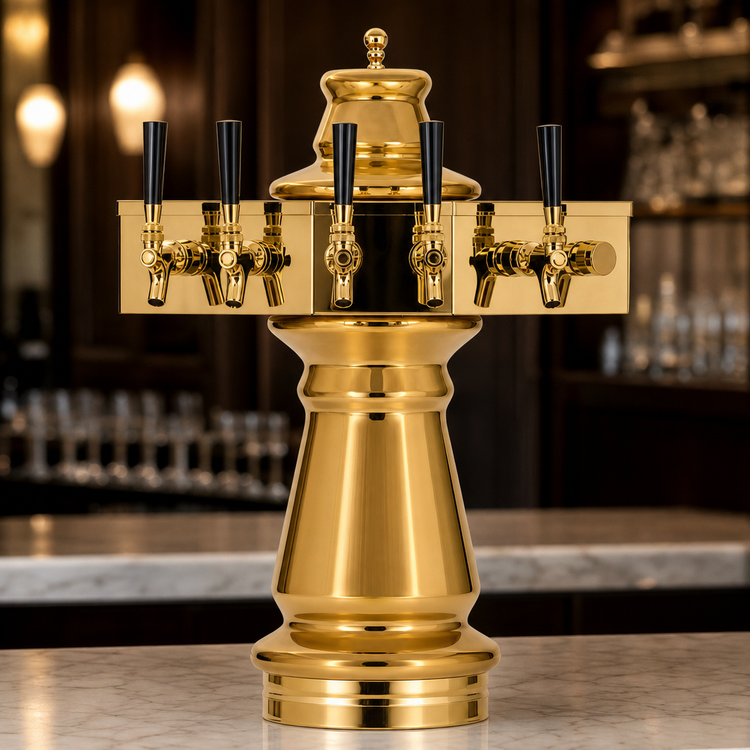 Product image #4 for Glastender Vienna 4-Faucet Air-Cooled Draft Dispensing Tower, Polished Brass