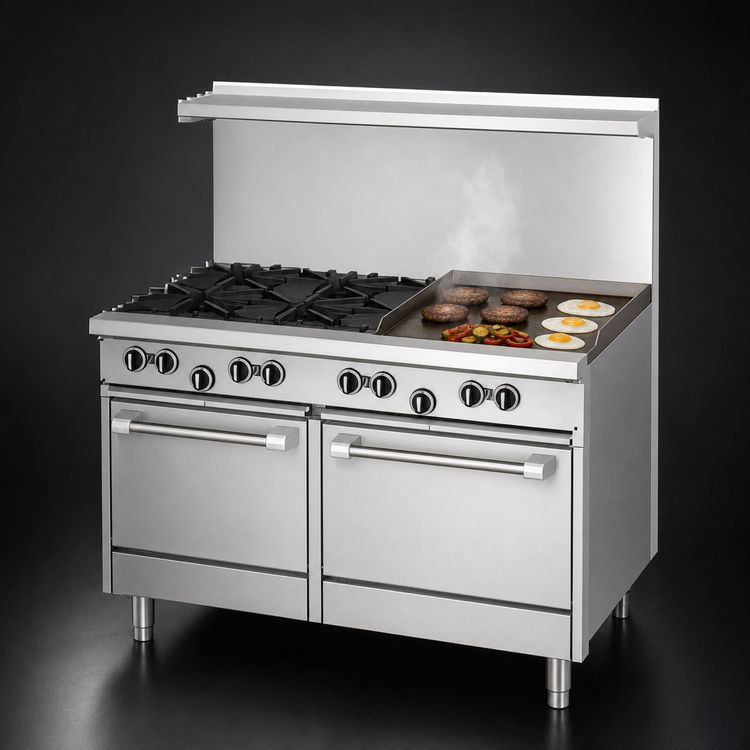 Product image #4 for Garland US Range U-Series 48-Inch Natural Gas Restaurant Range with 4 Open Burners, 24-Inch Griddle, Standard Oven, and Storage Base