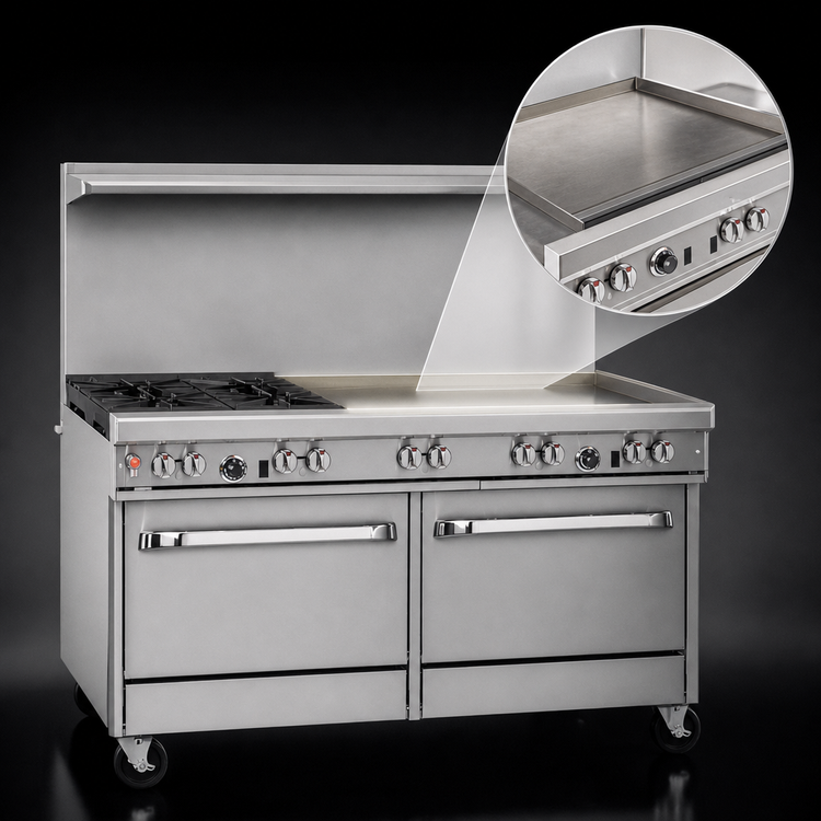 Product image #4 for Southbend Ultimate 60-Inch Gas Restaurant Range with 4 Burners, 36-Inch Griddle, Standard Oven and Cabinet Base
