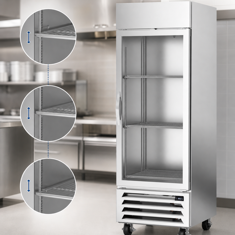 Product image #5 for Beverage Air Horizon Series 1-Section Reach-In Refrigerator with Right-Hand Hinged Glass Door, 19.08 Cu. Ft., Bottom-Mounted Self-Contained
