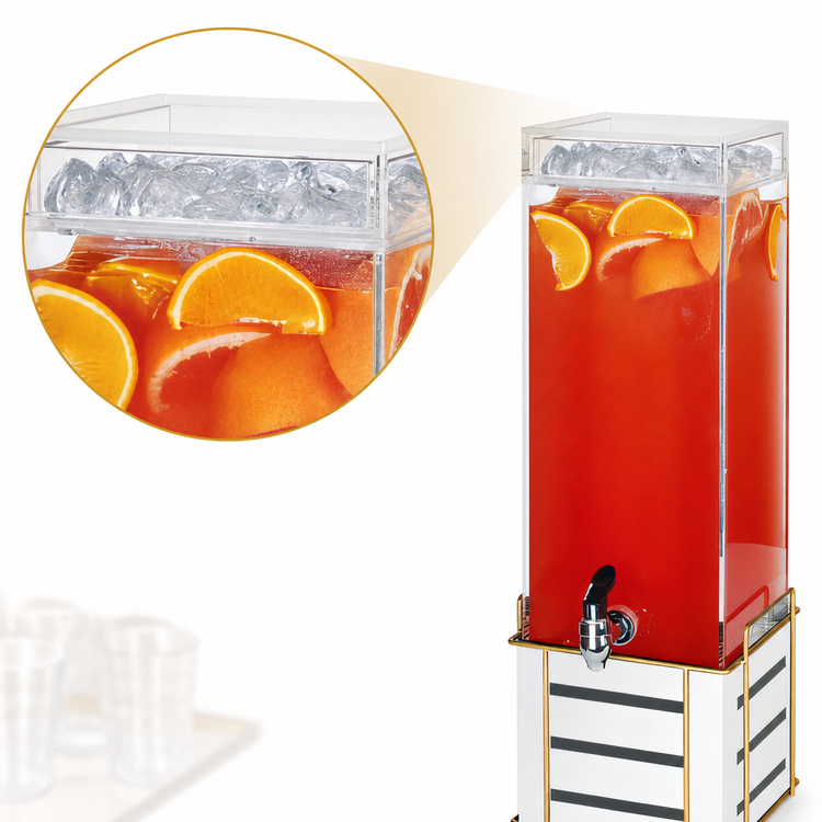 Product image #4 for Empire 3-Gallon Single Acrylic Beverage Dispenser with Ice Chamber, Drip Tray, and Spigot