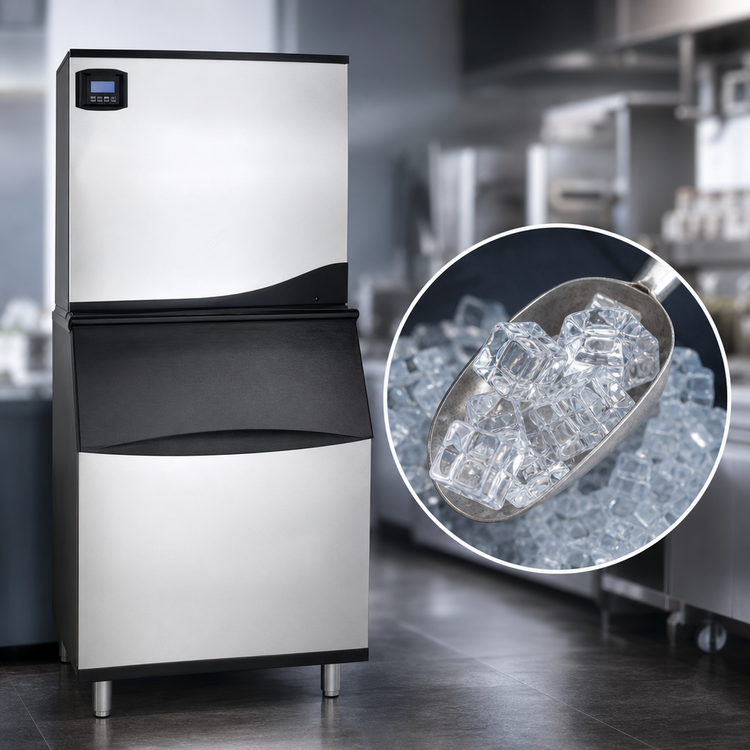 Product image #4 for Maxx Ice Intelligent Series Modular Full Dice Cube Ice Machine with 580 lb Storage Bin, Air-Cooled, 521 lb/Day