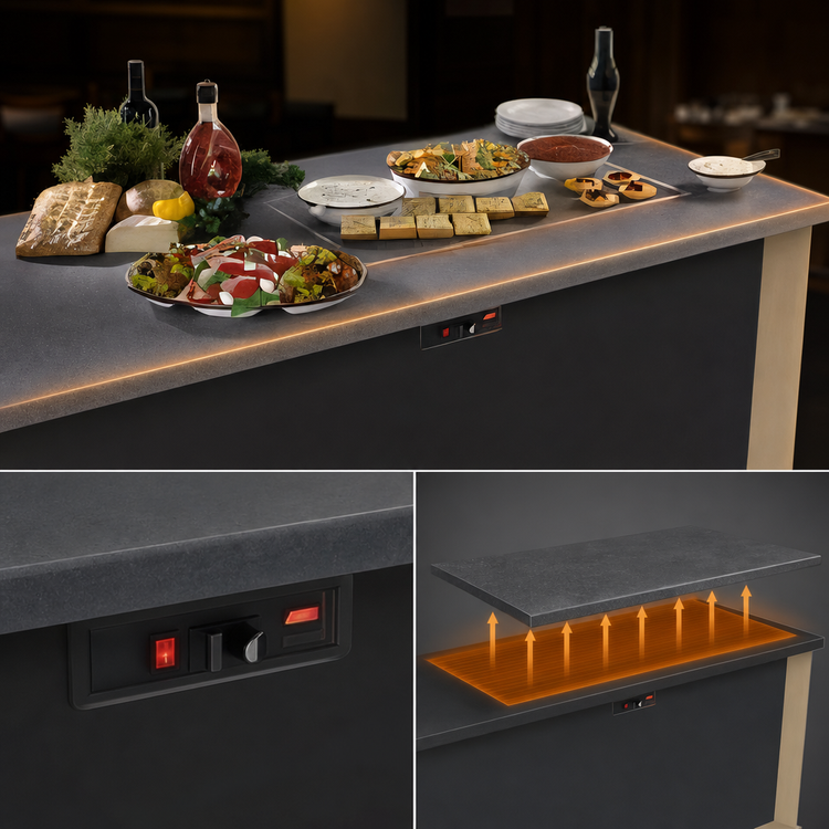 Product image #4 for Hatco Glo-Ray Simulated Stone Built-In Rectangular Heated Shelf, 61-5/8 x 19-5/8 x 2-1/4 Inch, 120V