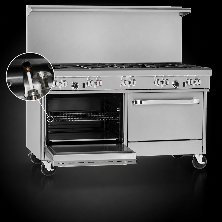 Product image #4 for Southbend Ultimate 60-Inch Commercial Gas Range with 5 Open Burners, 24-Inch Charbroiler, Standard Oven, and Cabinet Base