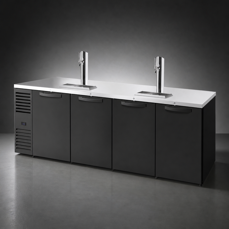 Product image #4 for True Premier Bar 108-Inch Four-Section Refrigerated Draft Bar Cooler with 2 Beer Columns