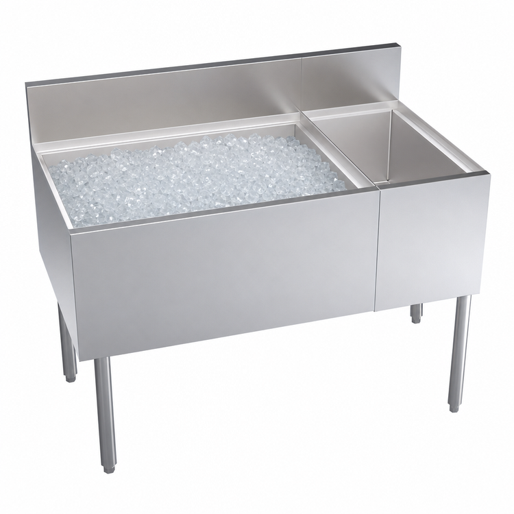 Product image #4 for Krowne Royal Series 42-Inch Underbar Multi-Station Ice Bin with Bottle Well and Built-In 10-Circuit Cold Plate