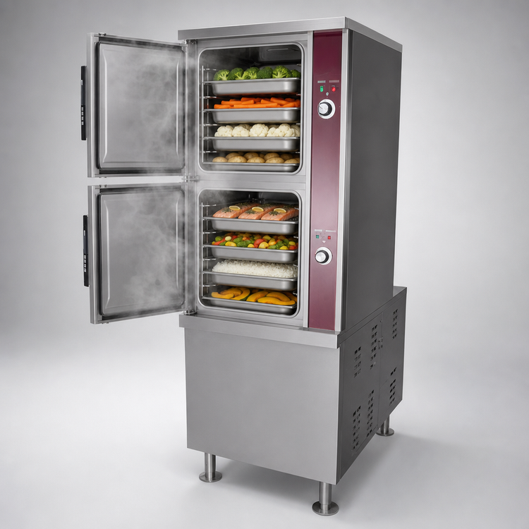 Product image #4 for Crown DCX-10-24 Two Compartment Direct Steam Full-Size Convection Steamer with 24" Cabinet Base