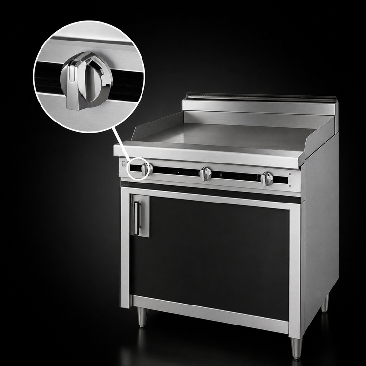 Product image #4 for Titan JTRH-60GT 60" Heavy Duty Cabinet Base Gas Griddle Range with Thermostatic Controls