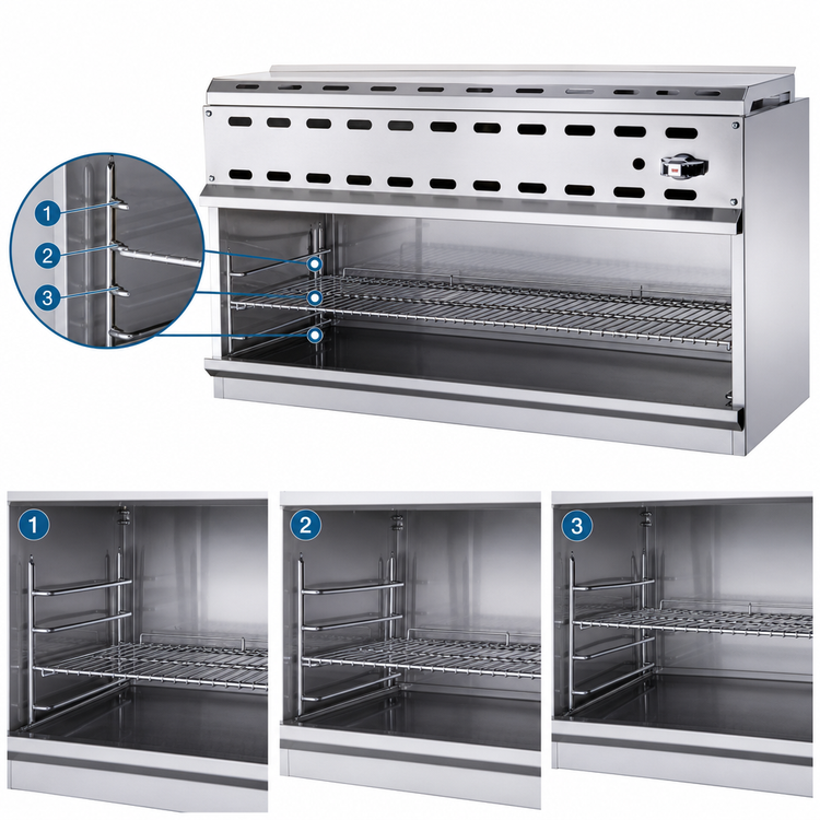 Product image #4 for Vulcan VICM72 72-Inch Gas Infrared Cheesemelter Broiler with 2 Burners, 3-Position Rack, 60,000 BTU