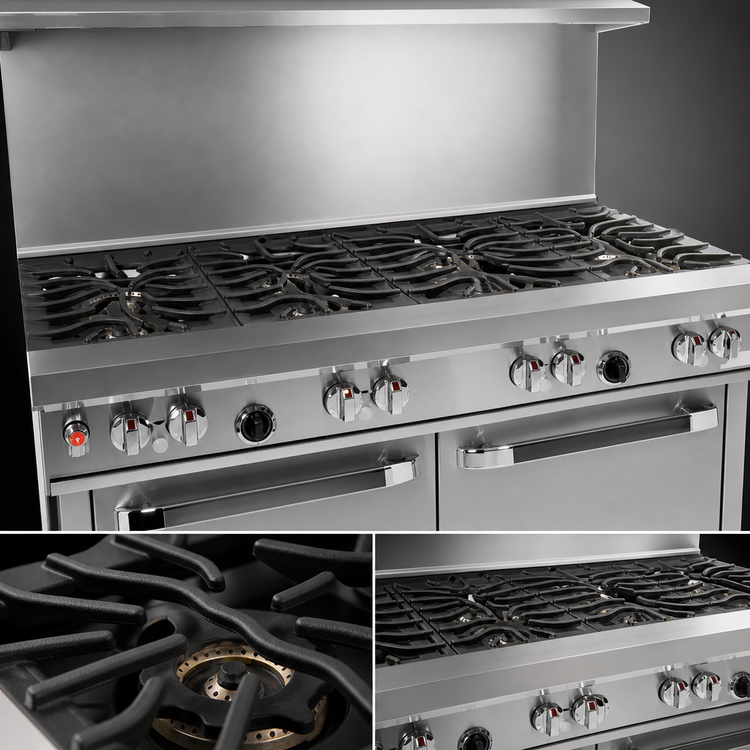 Product image #4 for Southbend Ultimate 48-Inch Gas Restaurant Range with 8 Non-Clog Burners, Wavy Grates, Convection Oven and Cabinet Base