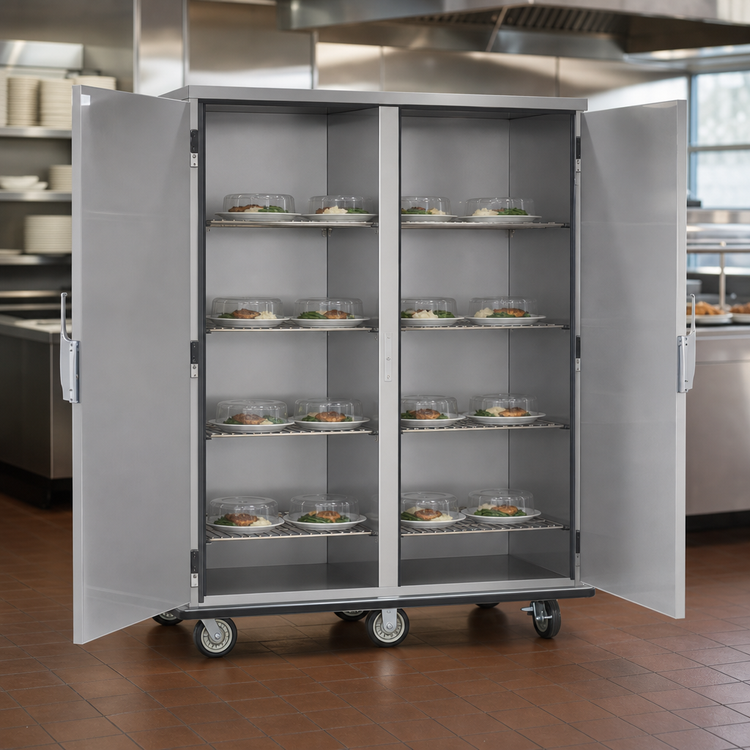 Product image #5 for FWE P-Series Electric Heated Banquet Cart, Double Door, 160-200 Covered Plate Capacity