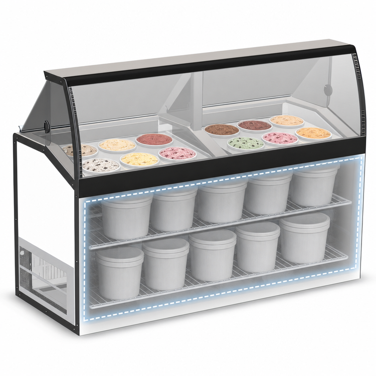 Product image #4 for Master-Bilt DD-66LCG Low Curved Glass Ice Cream Dipping/Display Merchandiser Freezer