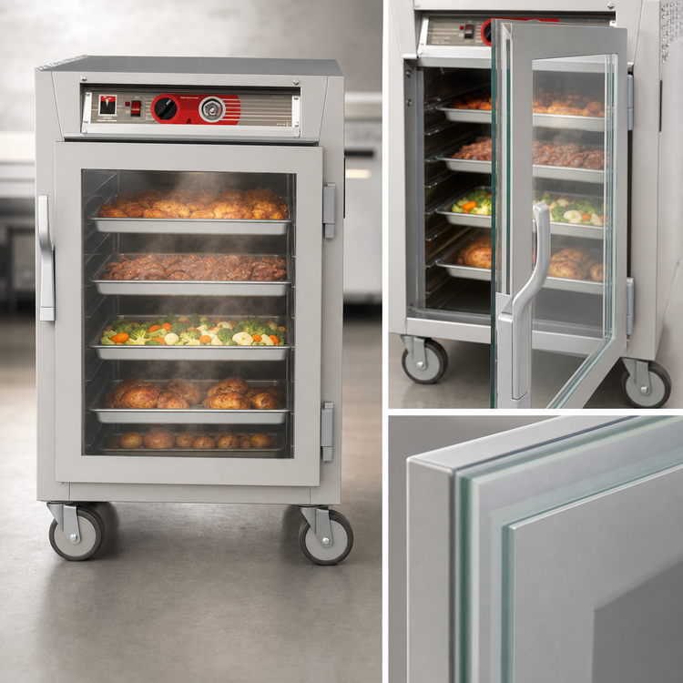Product image #4 for Metro C5 6 Series Mobile Undercounter Heated Holding Cabinet with Full Clear Glass Door and Universal Slides, 120V, 1440W
