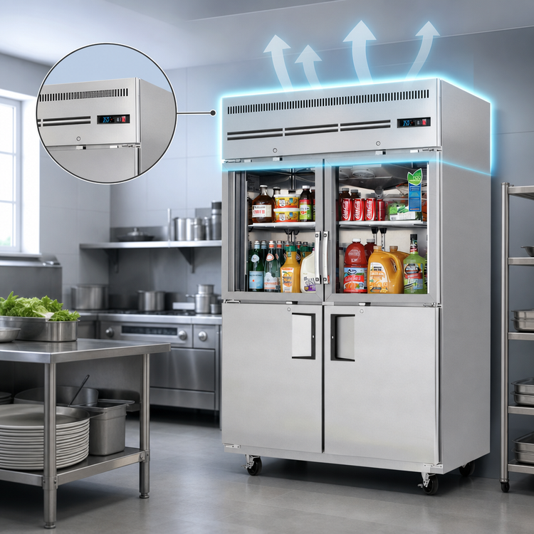 Product image #4 for Everest Refrigeration EGSH4 Two-Section Reach-In Refrigerator with Combination Glass and Solid Half Doors, 48.0 Cu. Ft.