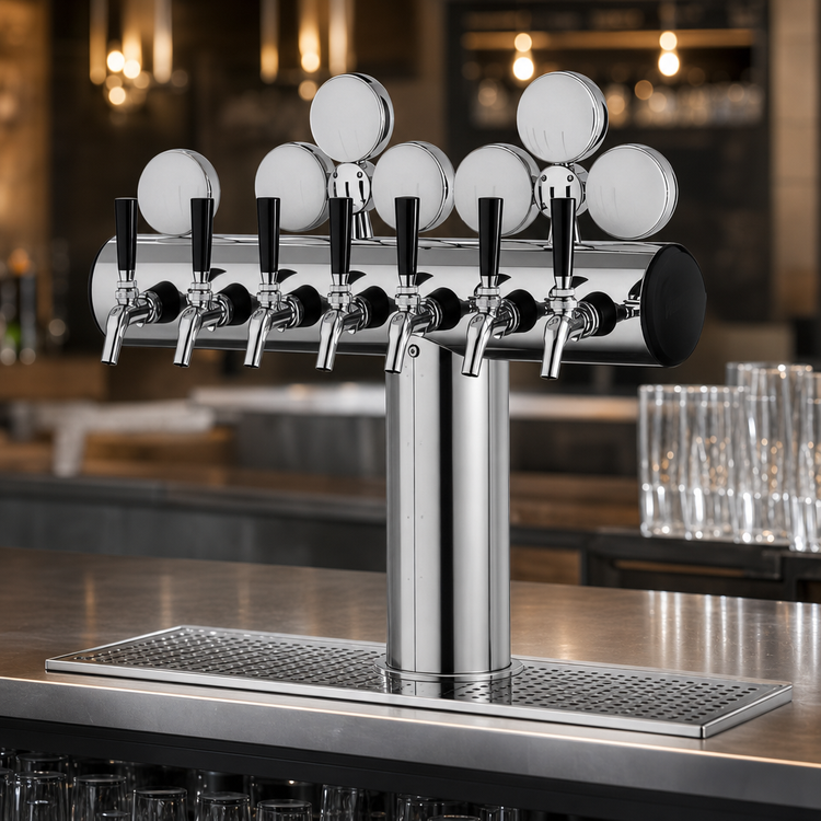 Product image #4 for Illuminated Winged Bridge Countertop Draft Tower, 8 Faucets, Polished Chrome, Glycol-Cooled