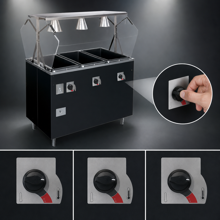 Product image #4 for Vollrath 2-Series Affordable Portable Deluxe 3-Well Mobile Hot Food Station with Lighted Breath Guard