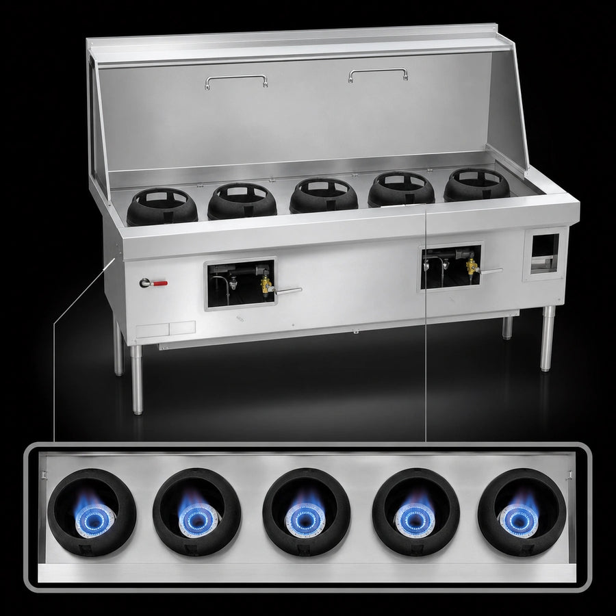 Five Chamber Burner Layout