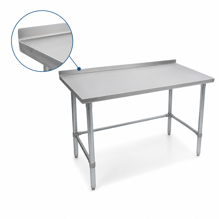 Product image #4 for John Boos Stallion 144" W x 24" D Stainless Steel Work Table with 1-1/2" Rear Up-Turn