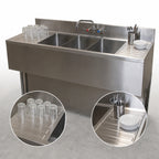 Thumbnail image #5 for BK Resources UBB-18-372TS 3-Compartment Stainless Steel Slim-Line Underbar Sink with Left & Right Drainboards, 72-Inch W