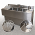 Thumbnail image #5 for BK Resources Slim-Line 3-Compartment Stainless Steel Underbar Sink with Left and Right Drainboards, 72-Inch W