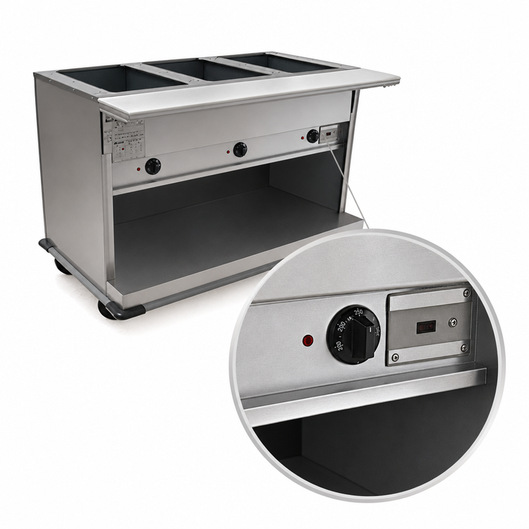 Product image #4 for Spec-Master PHT4OB-208 4-Well Electric Portable Hot Food Table with Open Base
