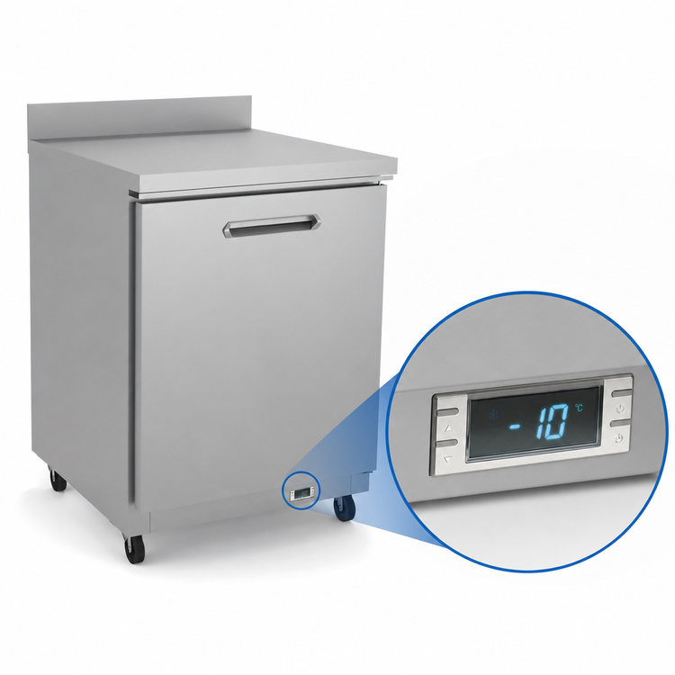 Product image #5 for Kelvinator Commercial 27-Inch One-Door Work Top Freezer with Backsplash, 6.5 Cu. Ft., Self-Contained Rear-Bottom Mounted Refrigeration