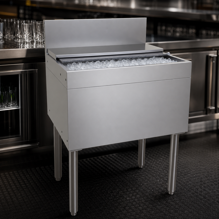 Product image #4 for Glastender Underbar Stainless Steel Ice Bin with 10-Circuit Cold Plate, 67 lb Capacity