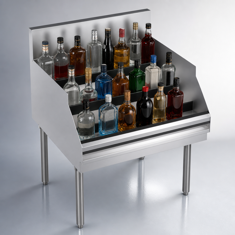 Product image #4 for Krowne Royal Series Freestanding Underbar Liquor Bottle Display Unit, 30 x 24 Inches, 36-Bottle Capacity