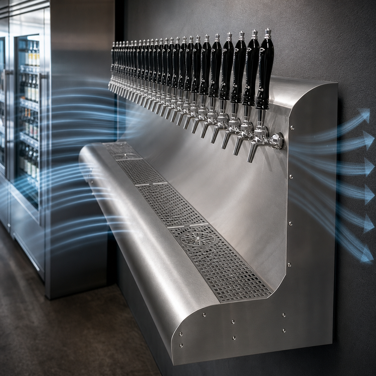 Product image #4 for Perlick 8-Faucet Modular Stainless Steel Wall-Mount Air-Cooled Draft Beer Dispensing Tower