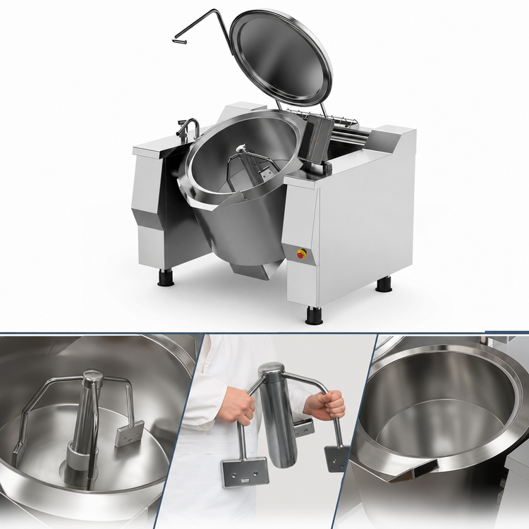 Product image #4 for Cucimix UCBTG034V1 34 Gallon Gas Tilting Skillet Braising Pan with Mixer