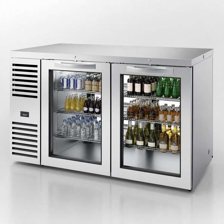 Product image #4 for 60-Inch Pass-Thru Two-Section Back Bar Cooler with 4 Locking Glass Doors