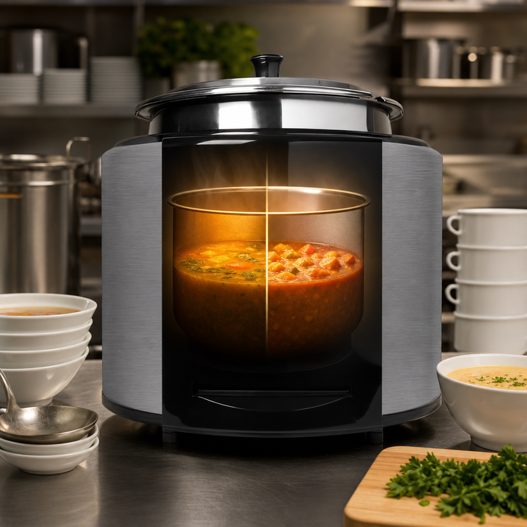 Product image #5 for CookTek SinAqua 11 Qt Freestanding Waterless Induction Soup Warmer with Digital Touch Controls