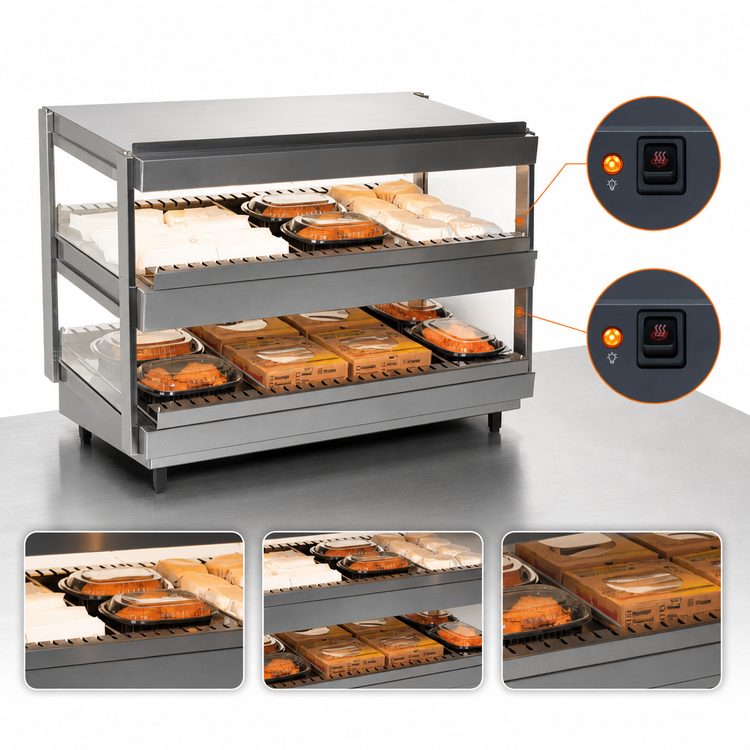 Product image #4 for Nemco 36-Inch Countertop Hot Food Shelf Merchandiser with Dual Heated Shelves