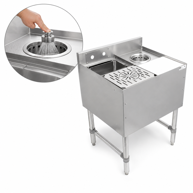 Product image #4 for John Boos Freestanding Stainless Steel Underbar Mixology Station with Sink, Cutting Board and Dipper Well