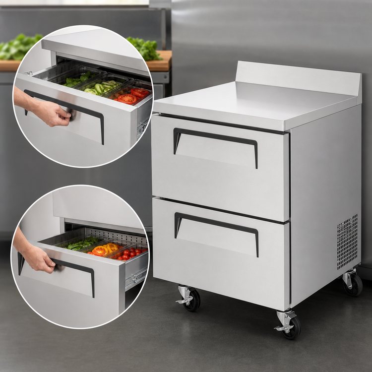 Product image #4 for Turbo Air Super Deluxe 27.5-Inch One-Section Worktop Refrigerator with 2 Drawers, 7 Cu. Ft.