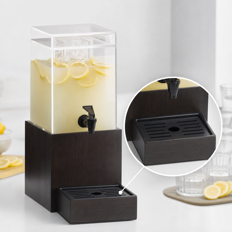 Product image #4 for Cal-Mil Midnight Bamboo 1.5 Gallon Square Infusion Beverage Dispenser with Drip Tray