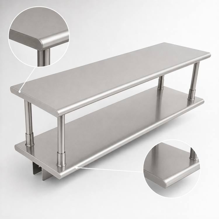 Product image #4 for Eagle Group Wall-Mount Pass-Thru Stainless Steel Shelf with Overshelf, 132 W x 24 D